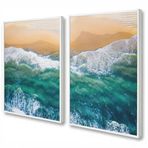 Quadros Decorativos Modernos Paisagem Praia Mar Azul Moldura
