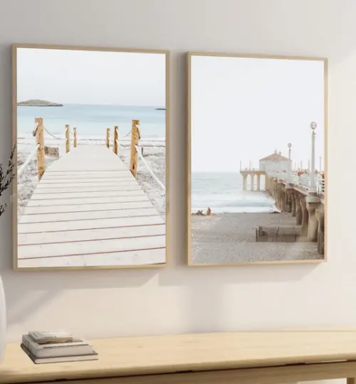 Quadros Decorativos Modernos Paisagem Praia Mar Com Moldura