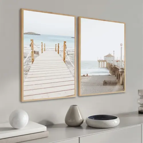 Quadros Decorativos Modernos Paisagem Praia Mar Com Moldura