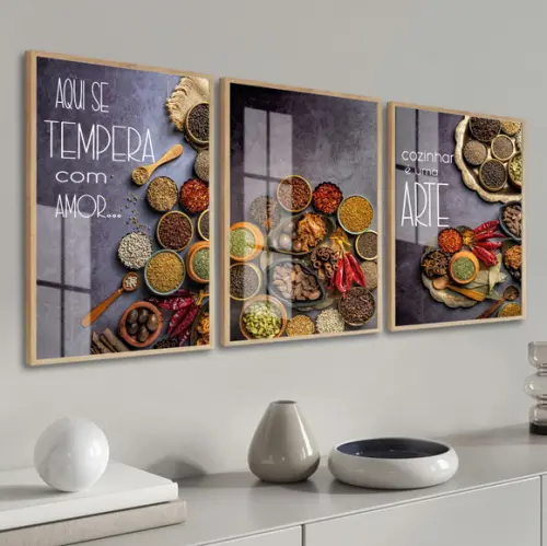 Quadros Decorativos Modernos para Cozinha Moldura e Vidro