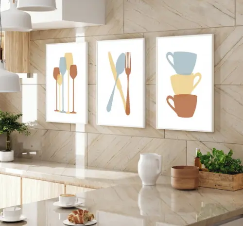 Quadros Decorativos Modernos para Cozinha Talheres Moldura