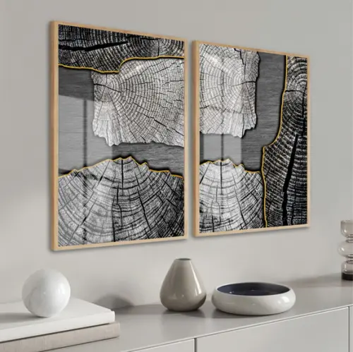Quadros Decorativos Modernos para Sala Cinza Moldura e Vidro