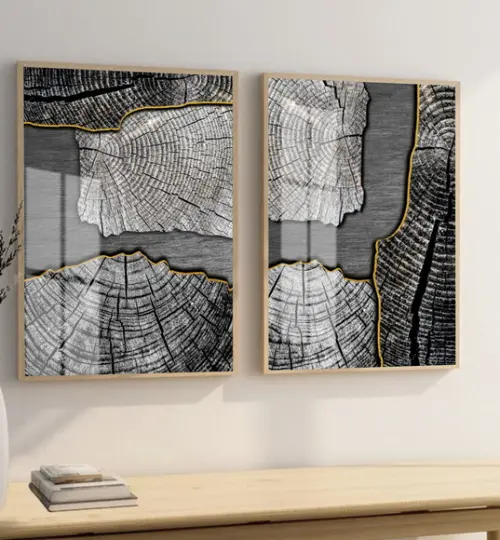 Quadros Decorativos Modernos para Sala Cinza Moldura e Vidro