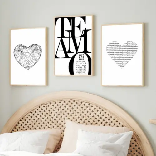 Quadros Decorativos Modernos Quarto de Casal Frases Vidro