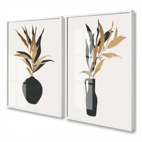 Quadros Decorativos Modernos Vaso Flores Com Moldura E Vidro
