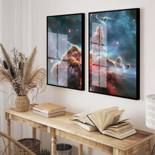 Quadros Decorativos Modernos Universo Com Moldura e Vidro