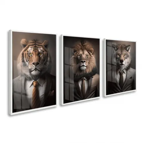 Quadros Decorativos Motivacional Animais com Moldura e Vidro