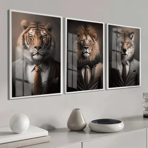 Quadros Decorativos Motivacional Animais com Moldura e Vidro