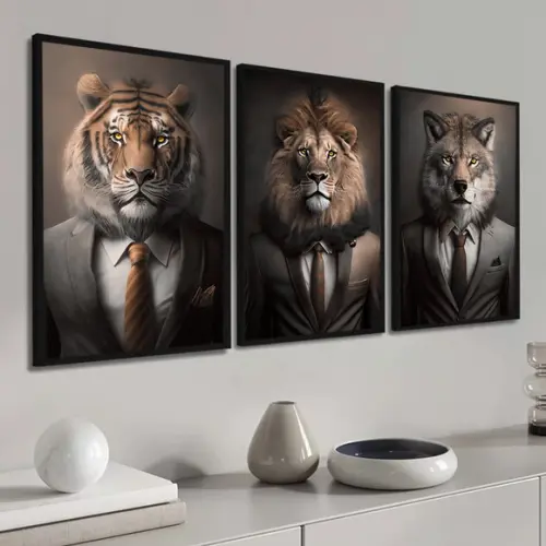Quadros Decorativos Motivacional Escritório Animais Moldura