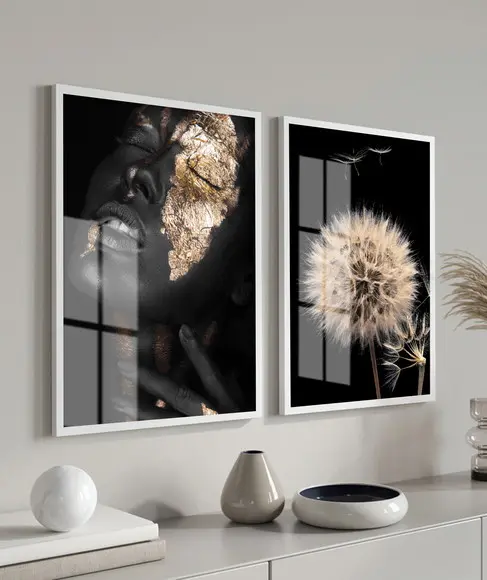 Quadros Decorativos Mulheres Negras Dourado Moldura E Vidro