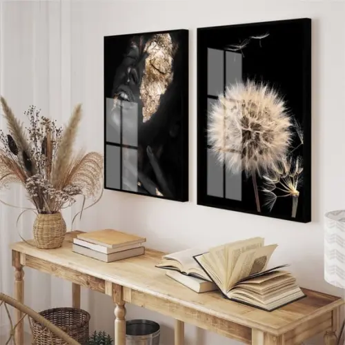 Quadros Decorativos Mulheres Negras Flor Com Moldura E Vidro