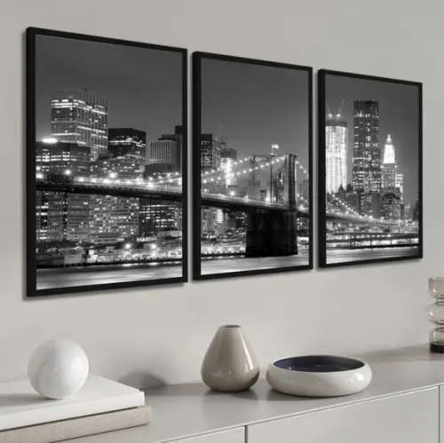 Quadros Decorativos Nova York Ponte Brooklyn Moderno Moldura