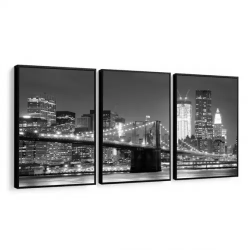 Quadros Decorativos Nova York Ponte Brooklyn Moderno Moldura