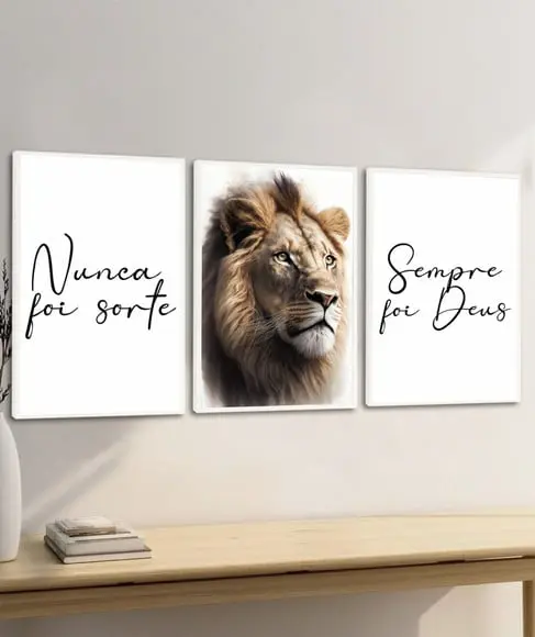 Quadros Decorativos Nunca Foi Sorte Leão Sempre Foi Deus