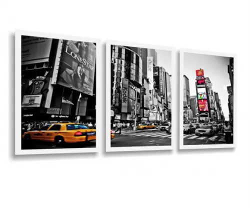 Quadros Decorativos Ny Cidades com Moldura Vidro