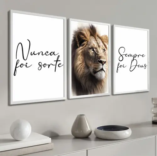 Quadros Decorativos Nunca Foi Sorte Leão Sempre Foi Deus