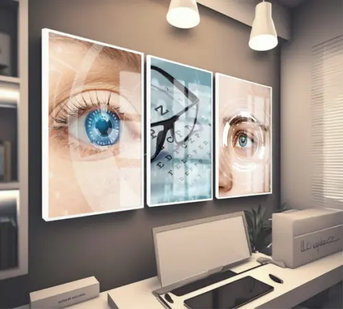 Quadros Decorativos Oftalmologia Consultório Moldura e Vidro