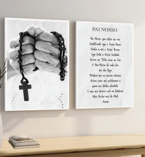 Quadros Decorativos Oração Pai Nosso Salmos Jesus Moldura