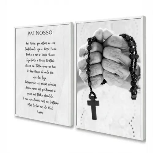 Quadros Decorativos Oração Pai Nosso Salmos Jesus Moldura