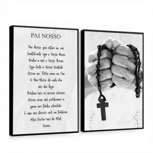 Quadros Decorativos Pai Nosso Oração Salmos Jesus Moldura