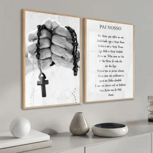 Quadros Decorativos Pai Nosso Oração Salmos Moldura e Vidro