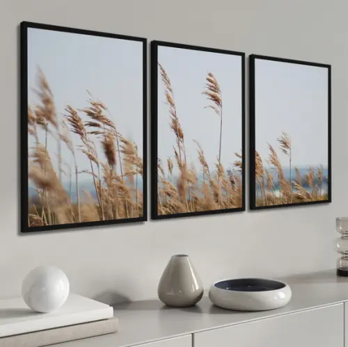 Quadros Decorativos Paisagem Folhagem Para Sala Com Moldura