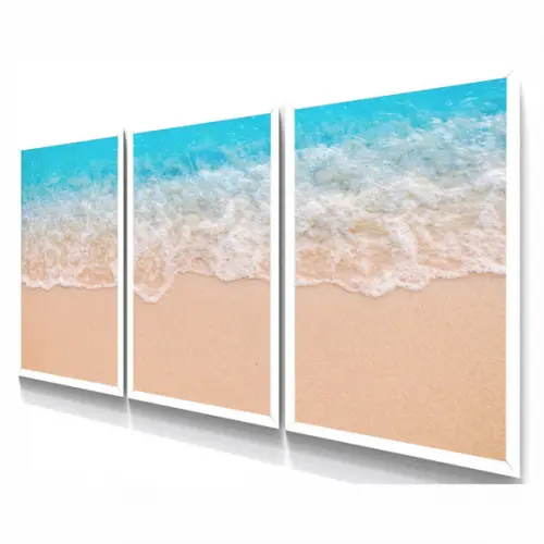 Quadros Decorativos Paisagem Praia Mar Para Sala Com Moldura