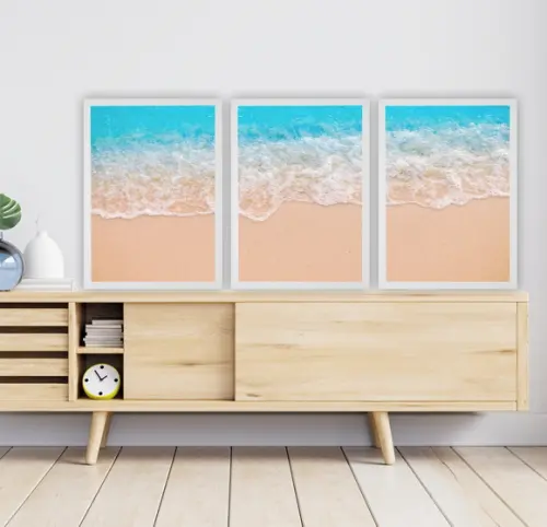 Quadros Decorativos Paisagem Praia Mar Para Sala Com Moldura