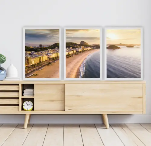 Quadros Decorativos Paisagem Praia Rio De Janeiro Moldura
