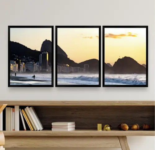 Quadros Decorativos Paisagem Rio de Janeiro Praia Moldura