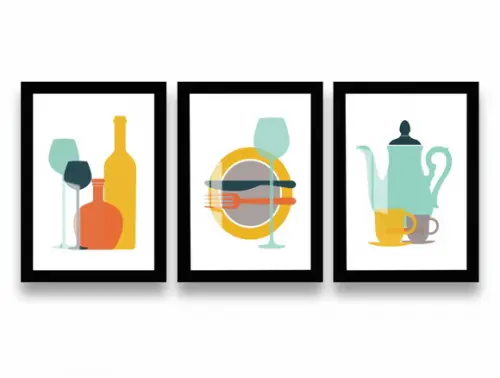 Quadros Decorativos para Cozinha Talher com Moldura e Vidro