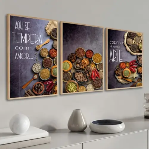 Quadros Decorativos Para Cozinha Tempero Frases Com Moldura