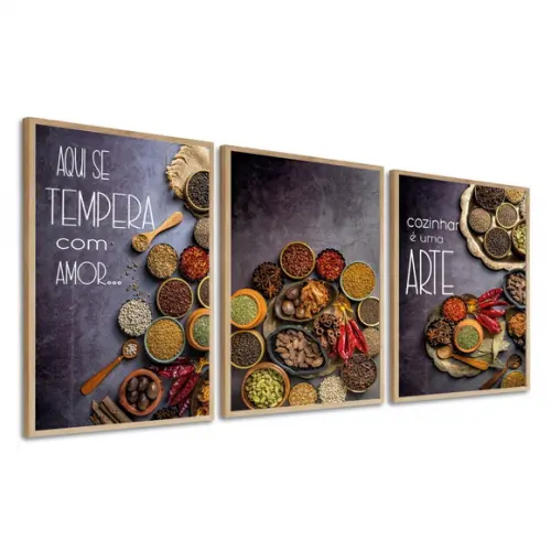 Quadros Decorativos Para Cozinha Tempero Frases Com Moldura