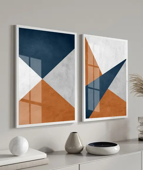 Quadros Decorativos Para Sala Abstrato Com Moldura e Vidro