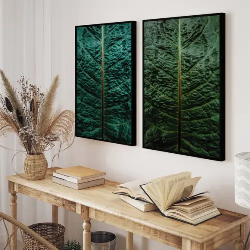 Quadros Decorativos Para Sala Moderno Folhagem Verde Moldura