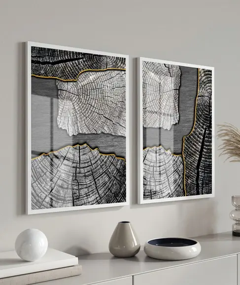 Quadros Decorativos para Sala Modernos Cinza Moldura e Vidro