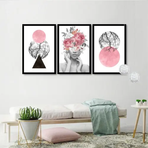 Quadros Decorativos Para Salão De Beleza Rosa Flores Moldura