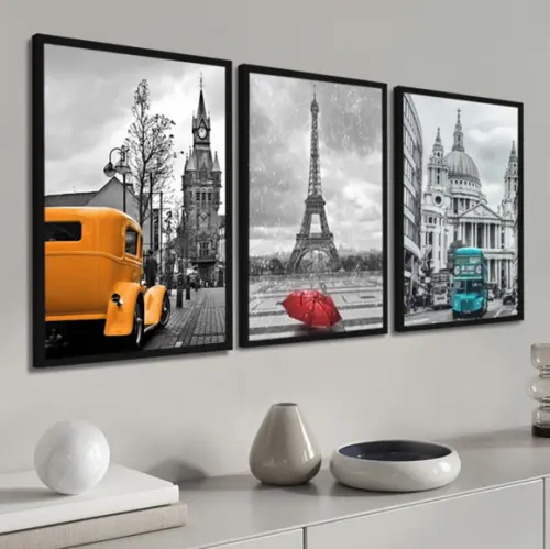 Quadros Decorativos Paris Cidades com Moldura Vidro