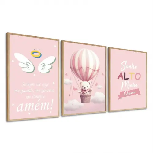 Quadros Decorativos Personalizado Infantil Rosa Luxo Moldura