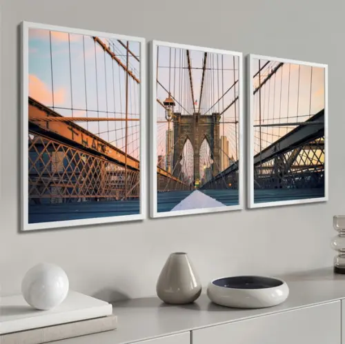Quadros Decorativos Ponte Brooklyn Moderno Nova York Moldura
