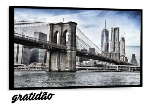 Quadros Decorativos Ponte Do Brooklyn Nova York Com Moldura