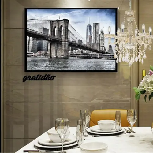 Quadros Decorativos Ponte Do Brooklyn Nova York Com Moldura