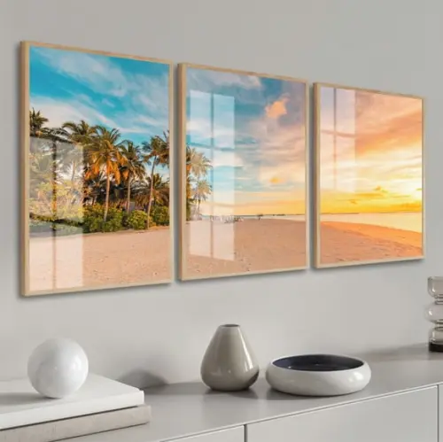 Quadros Decorativos Pôr do Sol Paisagem com Moldura e Vidro