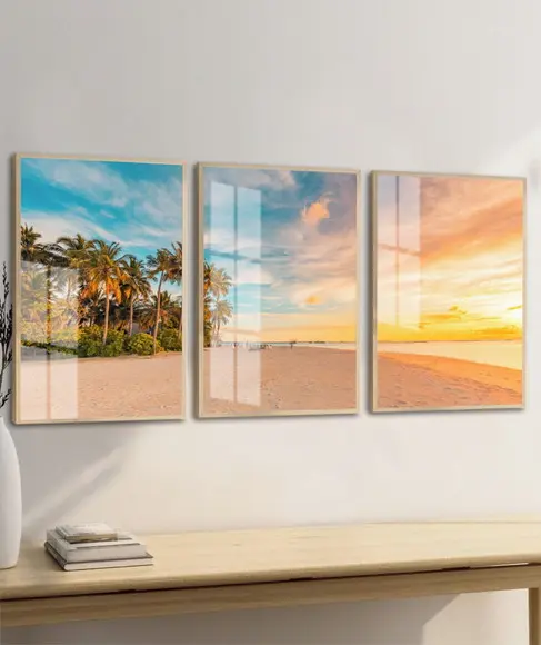 Quadros Decorativos Pôr do Sol Paisagem com Moldura e Vidro