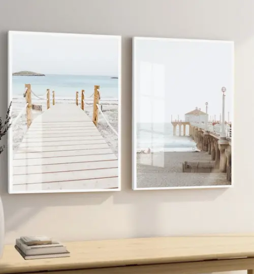 Quadros Decorativos Praia Deck Paisagem Com Moldura E Vidro