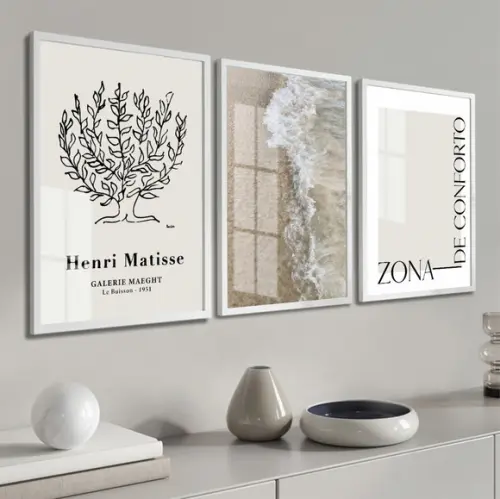 Quadros Decorativos Praia Matisse Frases Com Moldura E Vidro