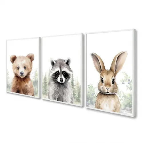 Quadros Decorativos Quarto Infantil Animais Moderno Moldura