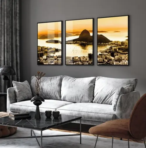 Quadros Decorativos Rio de Janeiro Cidade Paisagem com Vidro