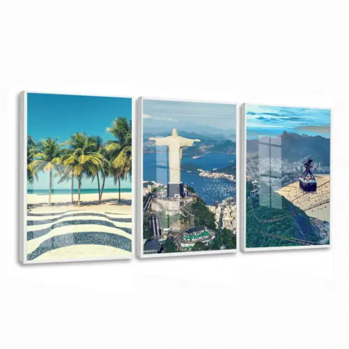 Quadros Decorativos Rio de Janeiro Cristo Redentor com Vidro