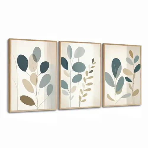 Quadros Decorativos Sala Moderna Folhagem Abstratos Moldura